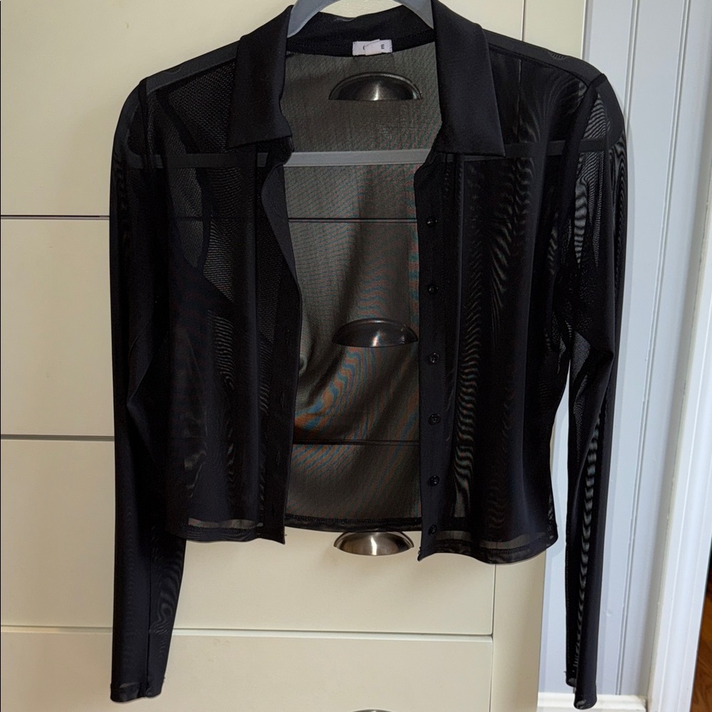 Garage Black Sheer Long Sleeve Top